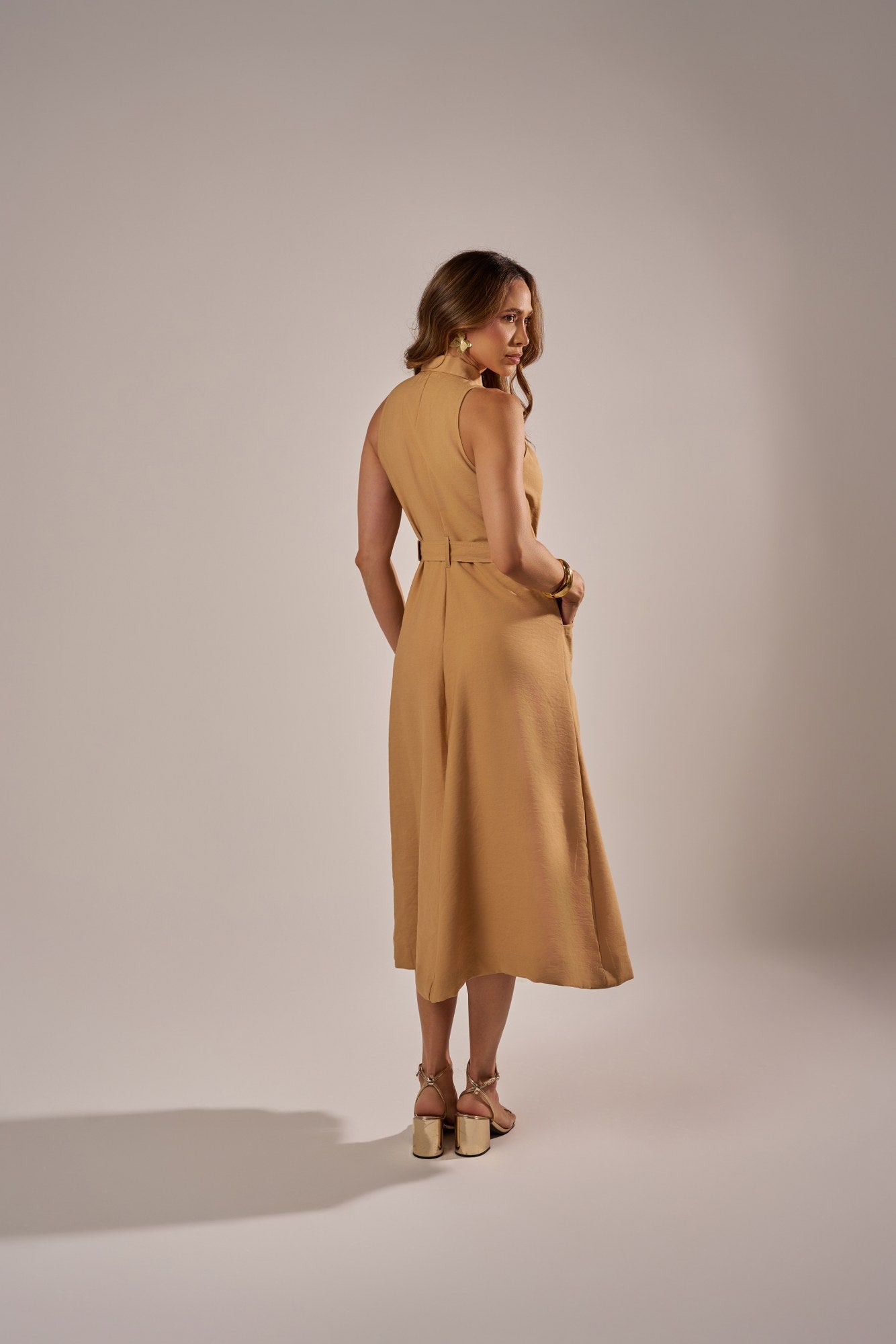 VESTIDO CHEMISE  MIDI COM CINTO