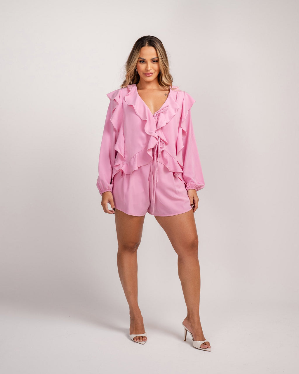 BLUSA MANGA LONGA COM BABADOS